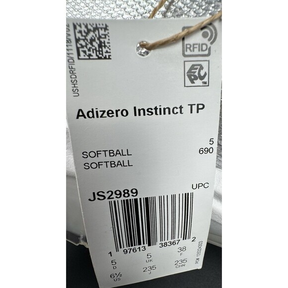 Adidas Adizero Instinct TP Softball Molded Cleats Silver Speed Womens Size 6.5 - Picture 7 of 10